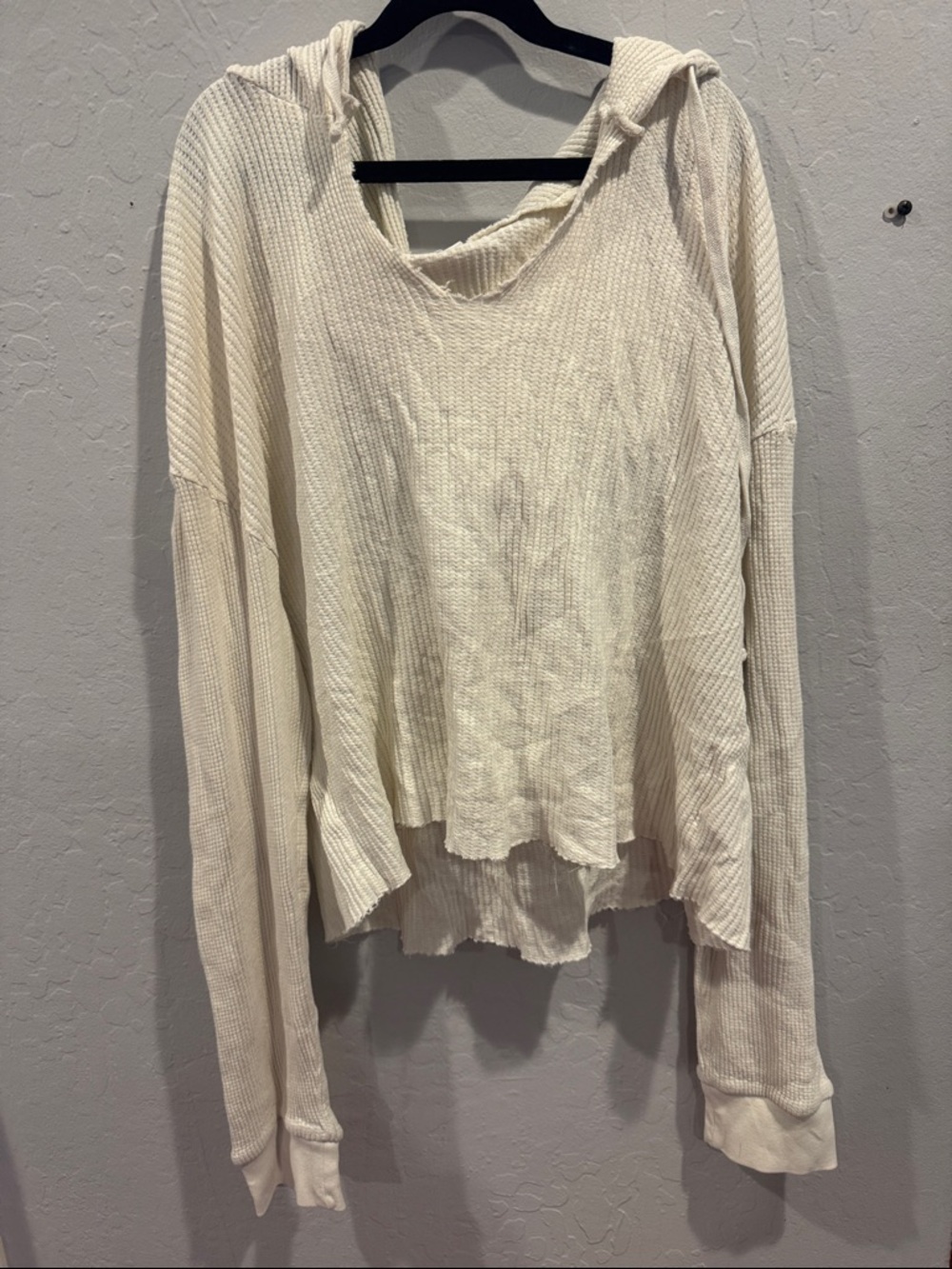 Double Zero Cream Waffle Knit Hooded Pullover